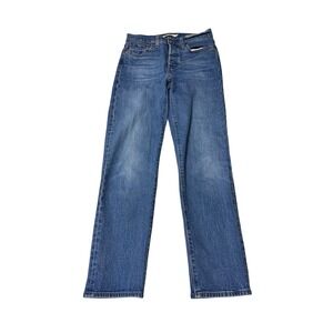 Levis Premium Big E Wedgie Straight Jeans Womens 26X28 Blue Wash Denim High